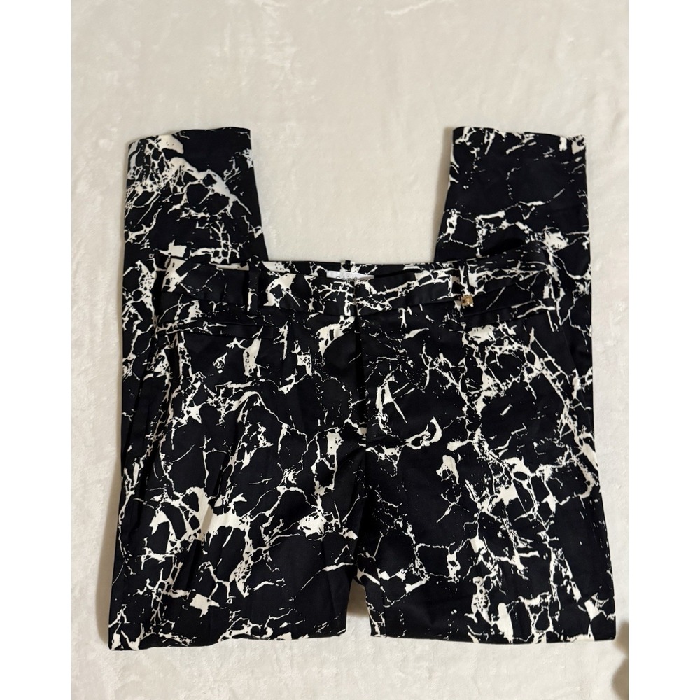 Calvin Klein Dress Pants Black & White Abstract Print Size 8 Cotton Stretch
